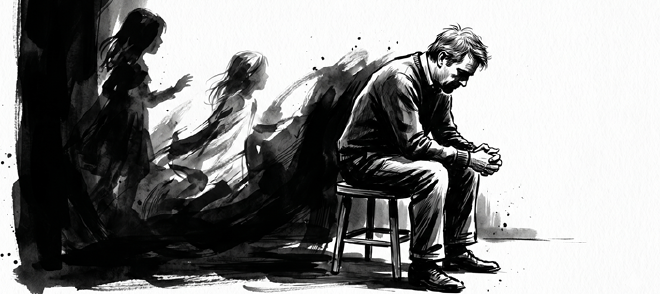Ilustración en blanco y negro para Tomo su mano