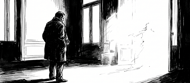 Ilustración en blanco y negro para Estrella de ojos claros