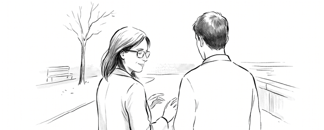 Ilustración en blanco y negro para Sigo esperando el momento