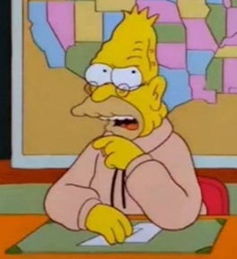 Abraham Simpson explicando algo con una precisión técnica discutible