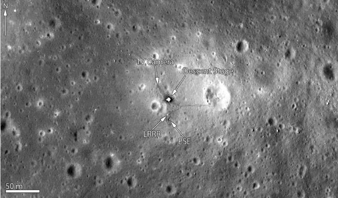 Sitio de alunizaje de Apollo 11 fotografiado por la sonda Lunar Reconnaissance Orbiter