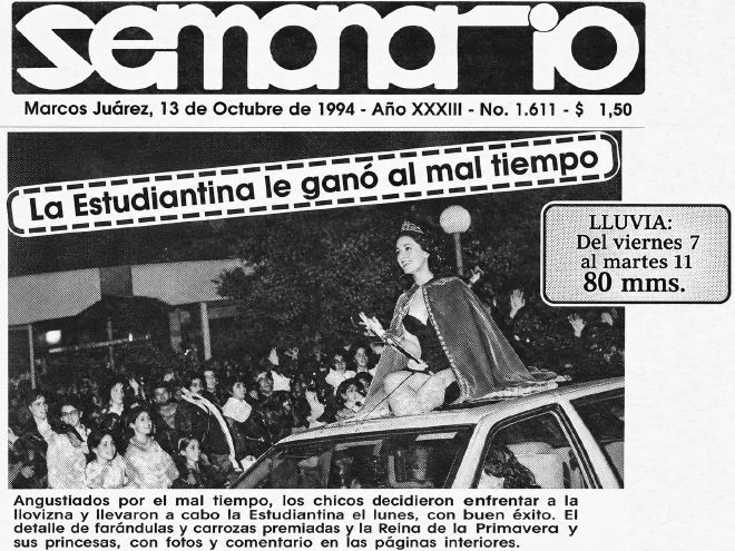 Semanario del 13 de octubre de 1994: la Estudiantina le ganó al mal tiempo